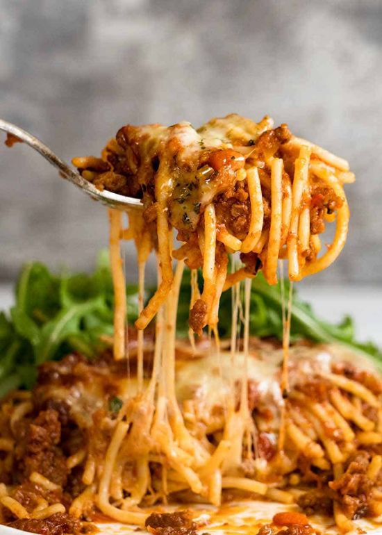 Spaghetti bolognese gratinate