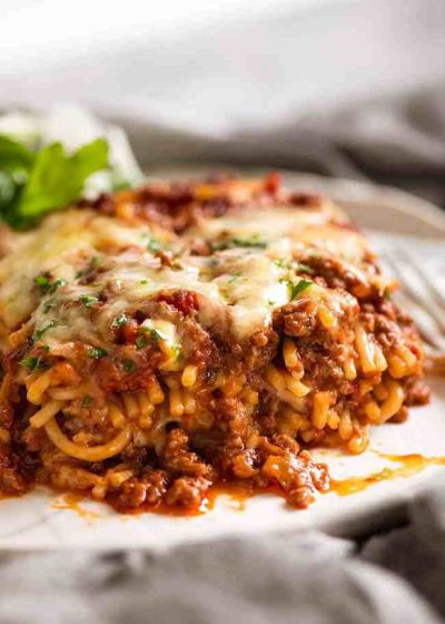 Spaghetti bolognese gratinate
