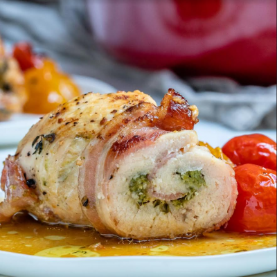 Rulou din cotlet umplut + cartofi copti cuburi + Prajitura Ciocoflan